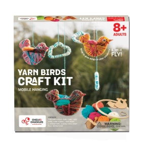 Chalk and Chuckles Yarn Wrapping, String Art Craft Kit - Bird Themed DIY Hanging Mobile 