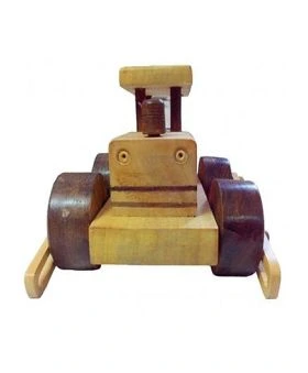 Desi Karigar Wooden Toy Road Roller - Brown Yellow