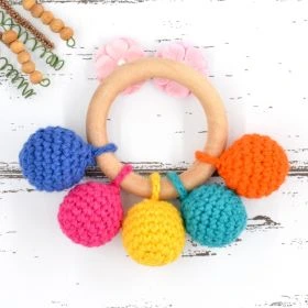 Love Crochet Art-Crochet Teething Colorful Rattle - Multicolor