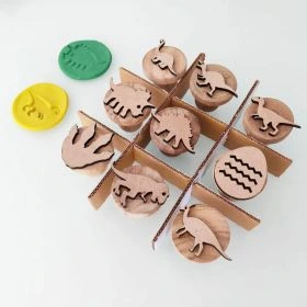 KIDDO KORNER | Dino Play Dough Stamp Set | Stamp Set of 9 | Stamp Art for Kids | Wooden Stamp for Kids | Stamping Toy for Kids | Kiddo Korner Stamp Set | Wooden Stamp Art Set