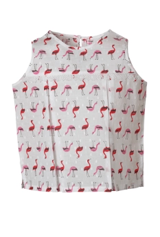 Masumi-Flamingo Motif - Sleeveless Top