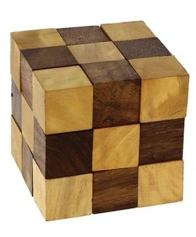 Desi Karigar Handmade Wooden Puzzle Adult Snake Cube - Brown