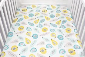 Blooming Buds-Fitted Crib/ Cot Sheet - Green Peaches