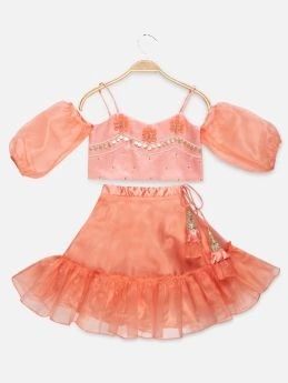 Tutus by Tutu-Cold shoulder spaghetti with lehenga-6-12 Months