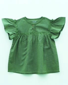 Earthytweens-Flutter Sleeves Basil Top-1-2 Years