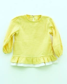 Earthytweens-Solid Buff Blouson Top-1-2 Years