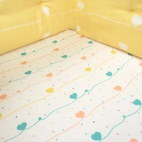 TINY SNOOZE-Organic Fitted Cot Sheet- Hearts