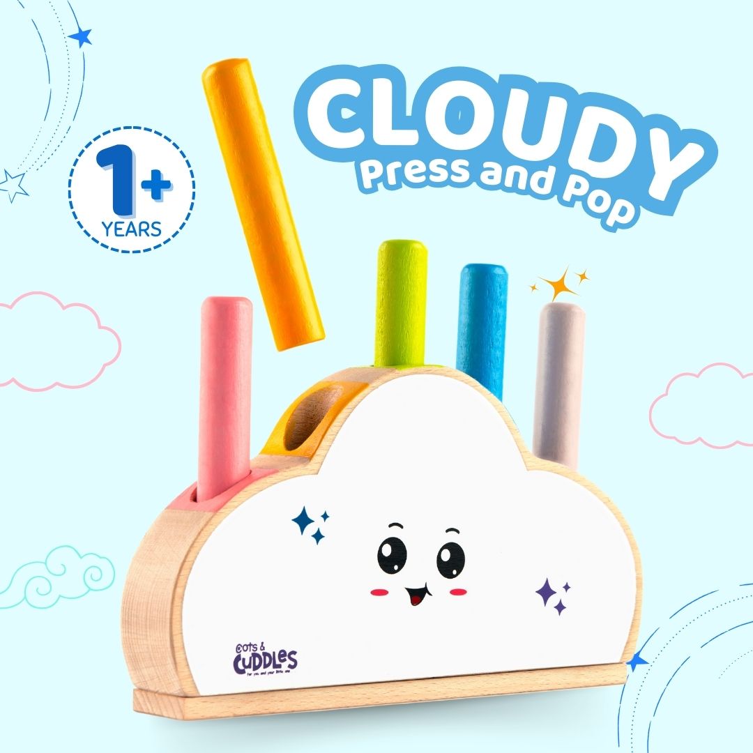 Cots and Cuddles Wooden Cloud Pop Up Toy for Kids