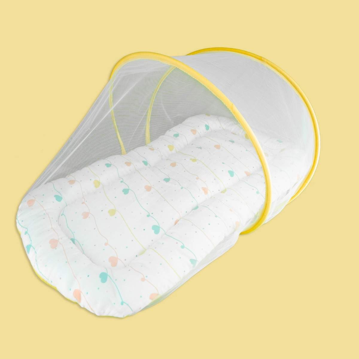 Organic Baby Mattress with Net- Hearts