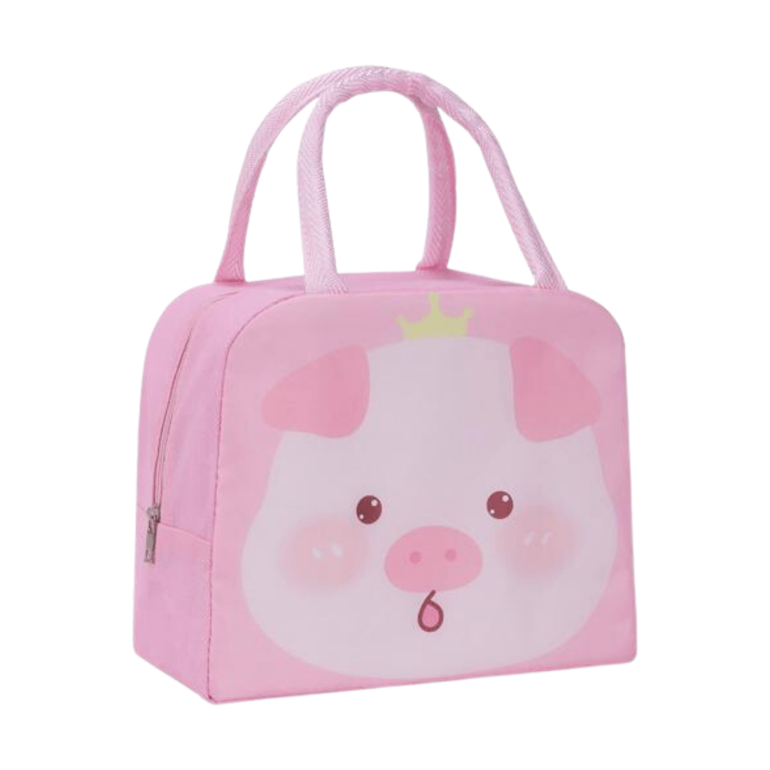 Insulated Lunch Box Bag with Aluminium Foil Insulation - Pink Colour, Piggy Design