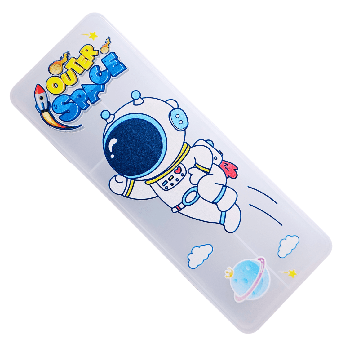 Translucent Double Sided Plastic Geometry Pencil Box - Space Fly Design