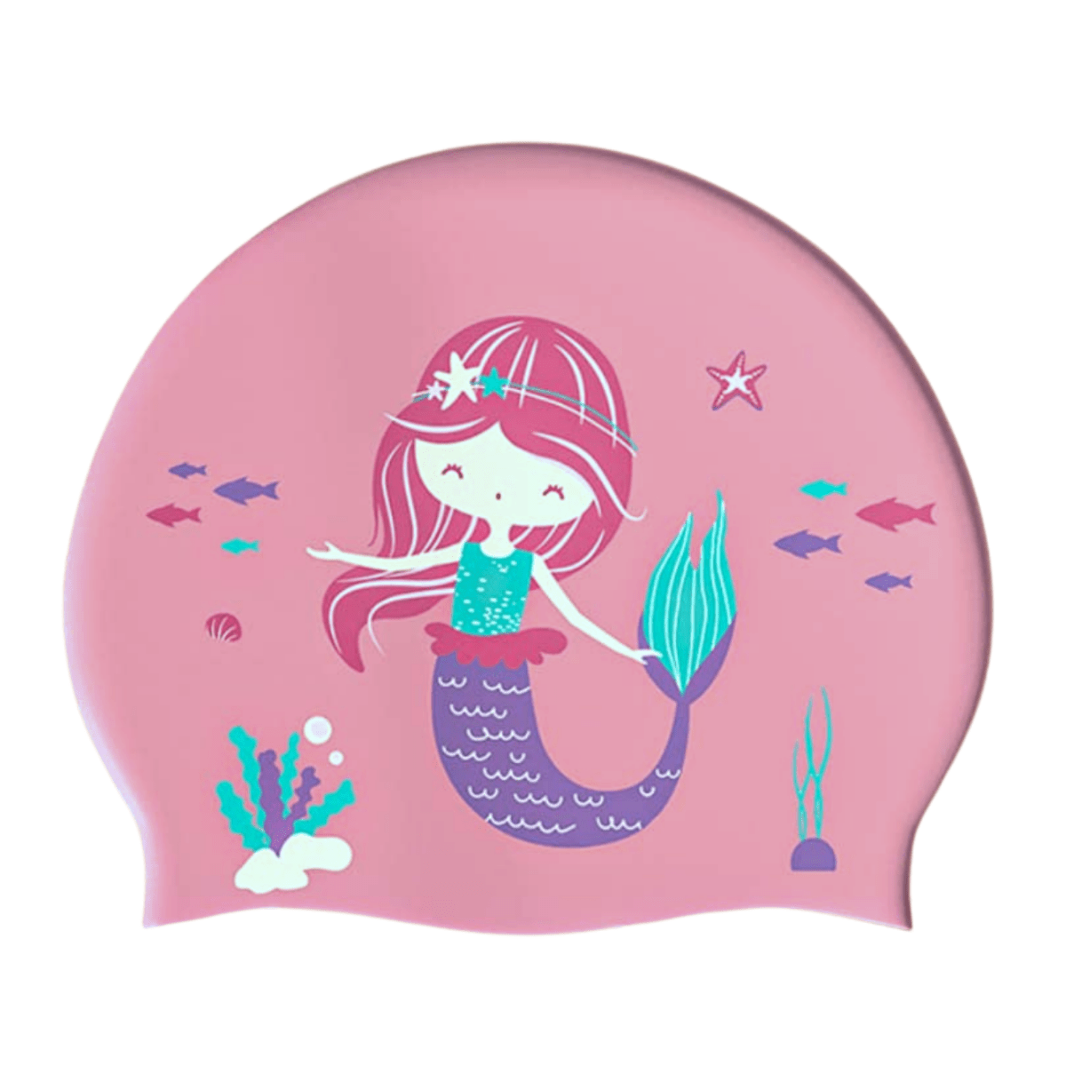 Cartoon Design Super Soft Silicone Swimming Cap for Kids - Pink Mermaid