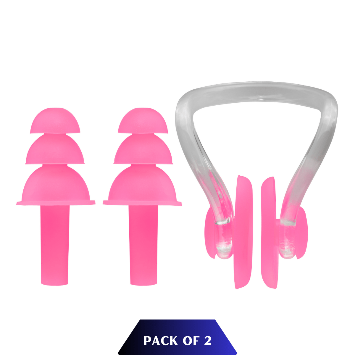 Nose Clip and Ear Plugs for Swimming Water Protection Earbuds Nose Plug - 2 Sets, Dark Pink
