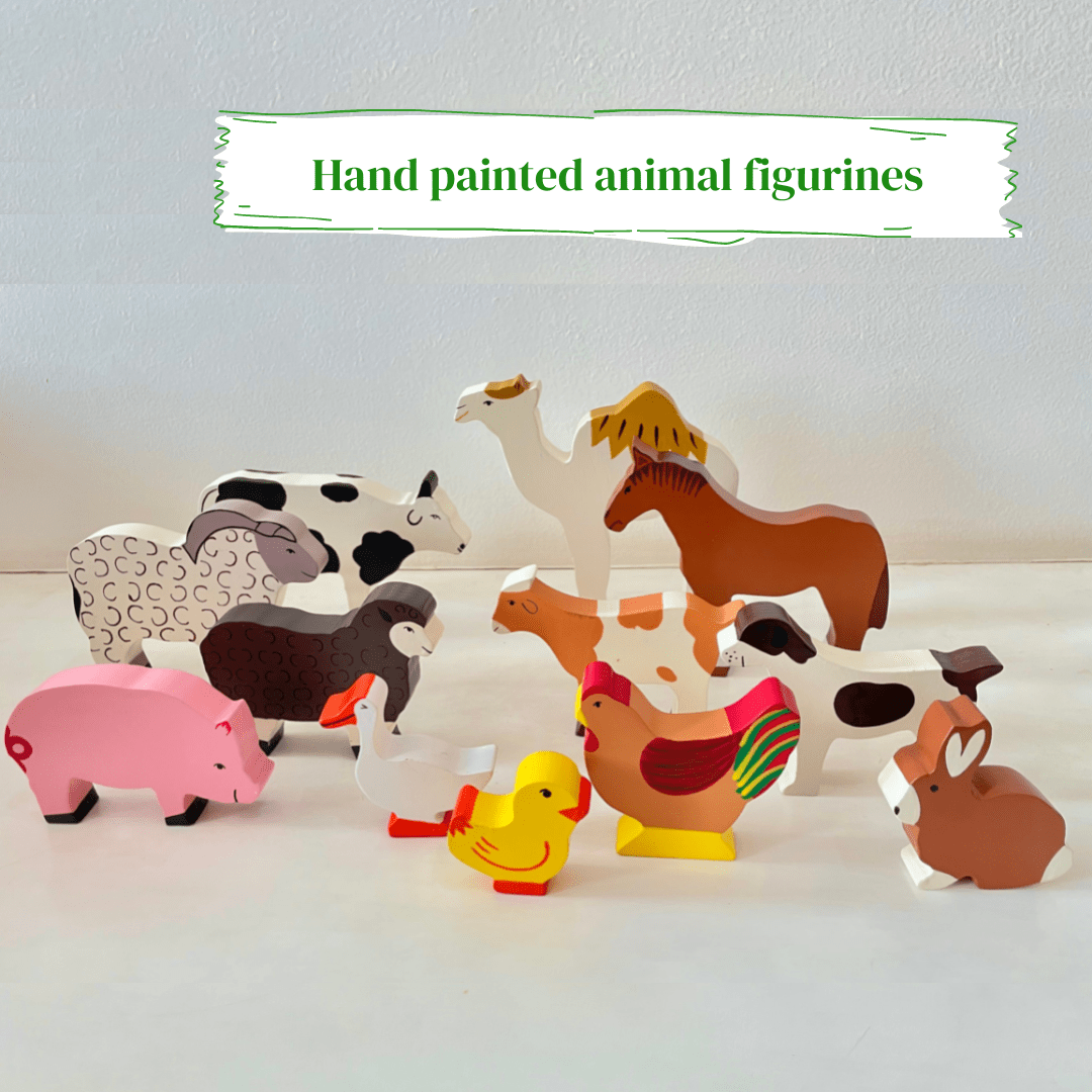 Wooden Farm Animals (Set of 12)