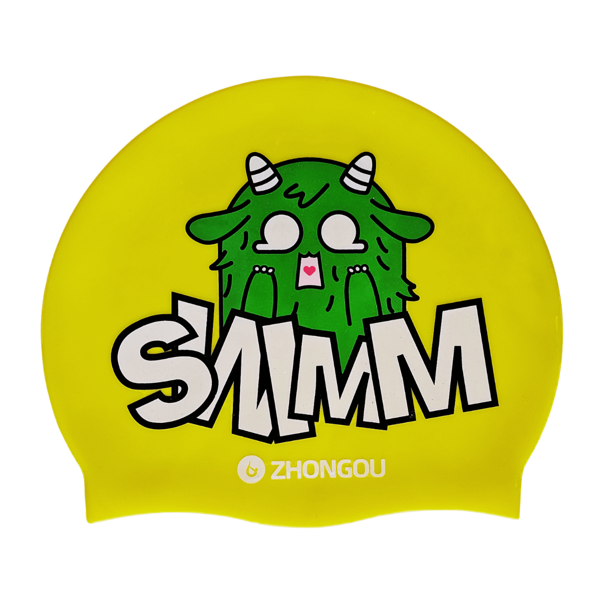 Cartoon Design Super Soft Silicone Swimming Cap for Kids - Yellow Swim Monster