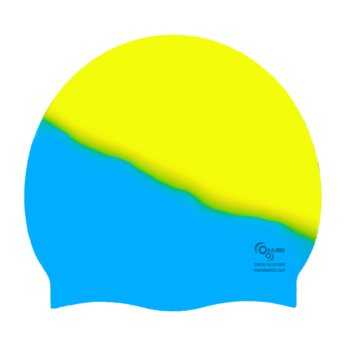 Silicone Universal Size Swimming Cap - Multicolor Yellow Blue