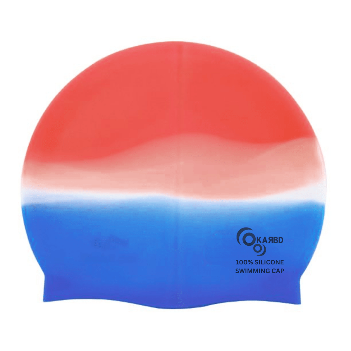 Silicone Universal Size Swimming Cap - Multicolor Red White Blue