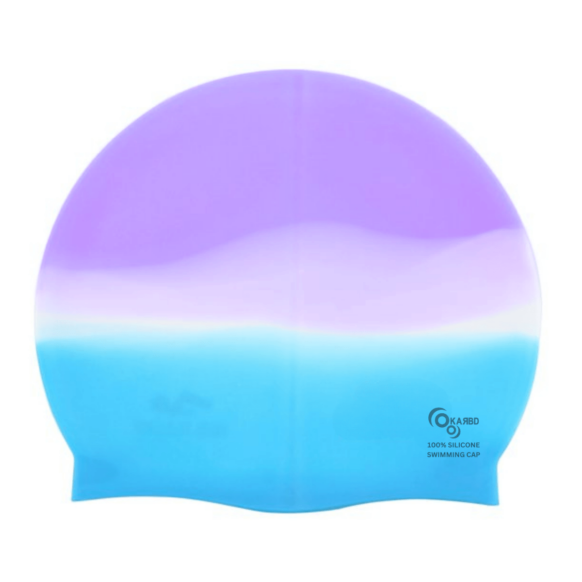 Silicone Universal Size Swimming Cap - Multicolor Purple Blue
