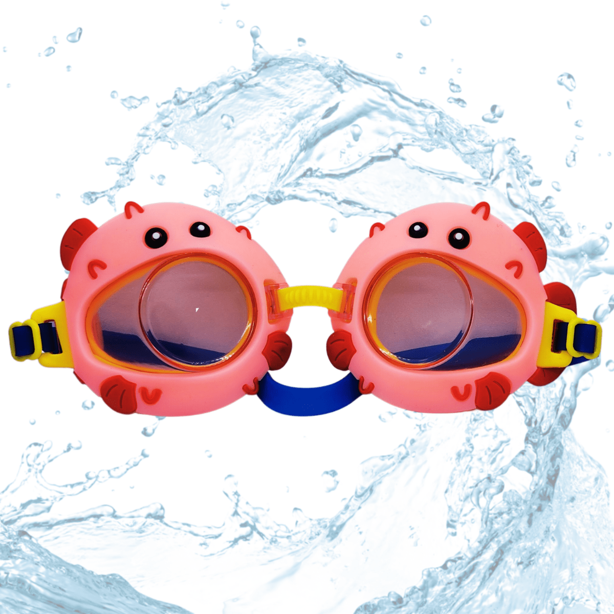 Swimming Goggles Universal Size Cartoon Design Anti Fog No Leak Eyes Safety Glasses for Children Kids Boys Girls 3 to 12 Years Age - Pink Colour, Popper Design