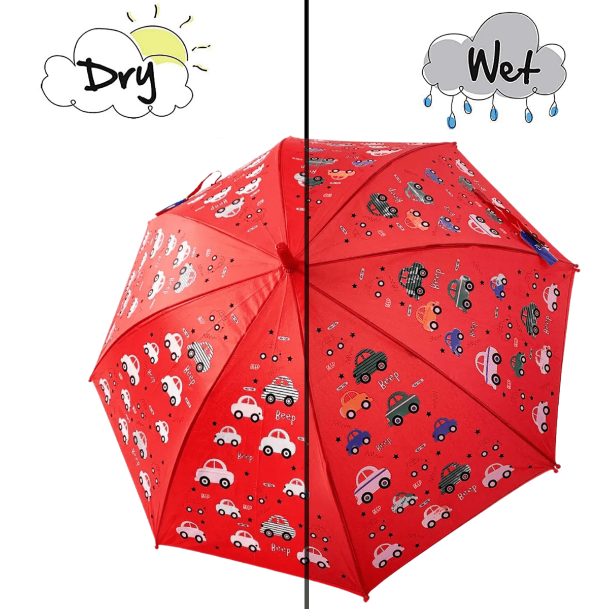 Colour Changing Auto Open Magic Umbrella - Red Colour, Car Beep Design