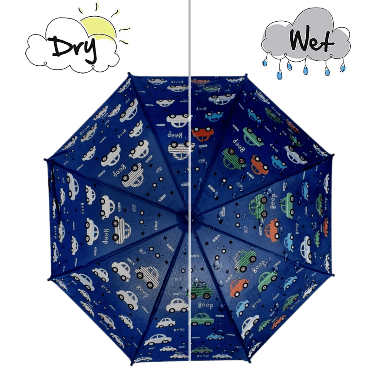 Colour Changing Auto Open Magic Umbrella - Dark Blue Colour, Car Beep Design