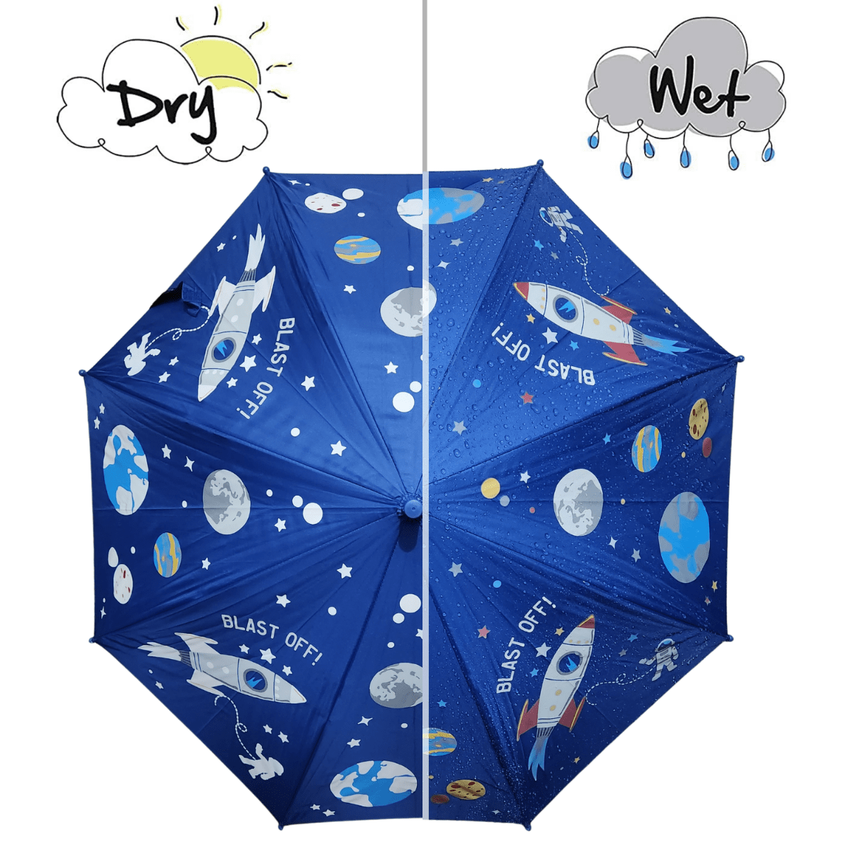 Colour Changing Auto Open Magic Umbrella - Dark Blue Colour, Space Design