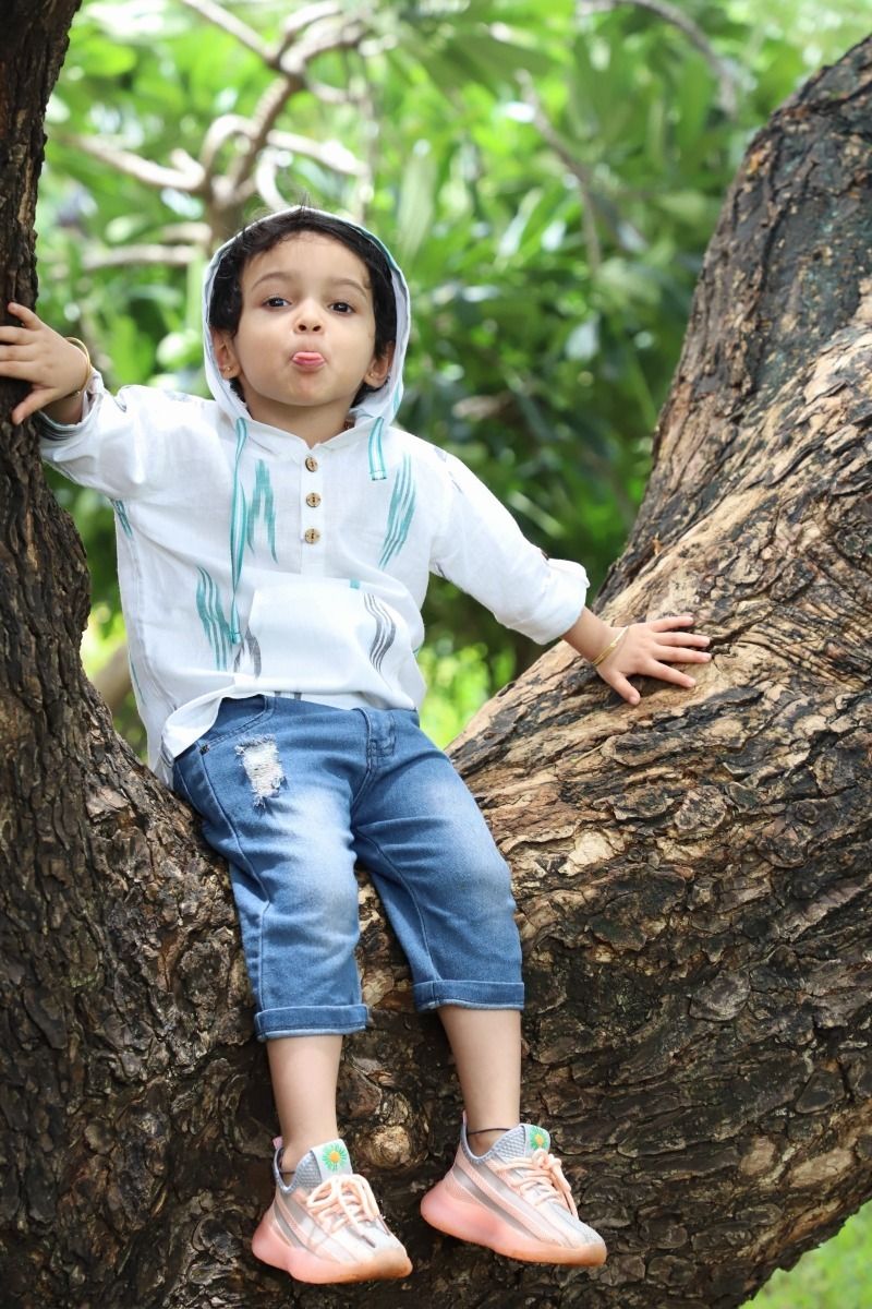 Hoodie Shirt - Ikkat Cotton