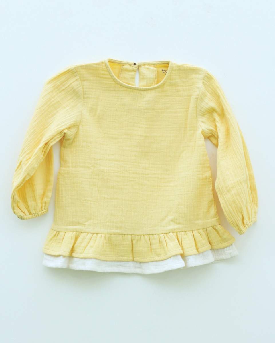 Solid Buff Blouson Top