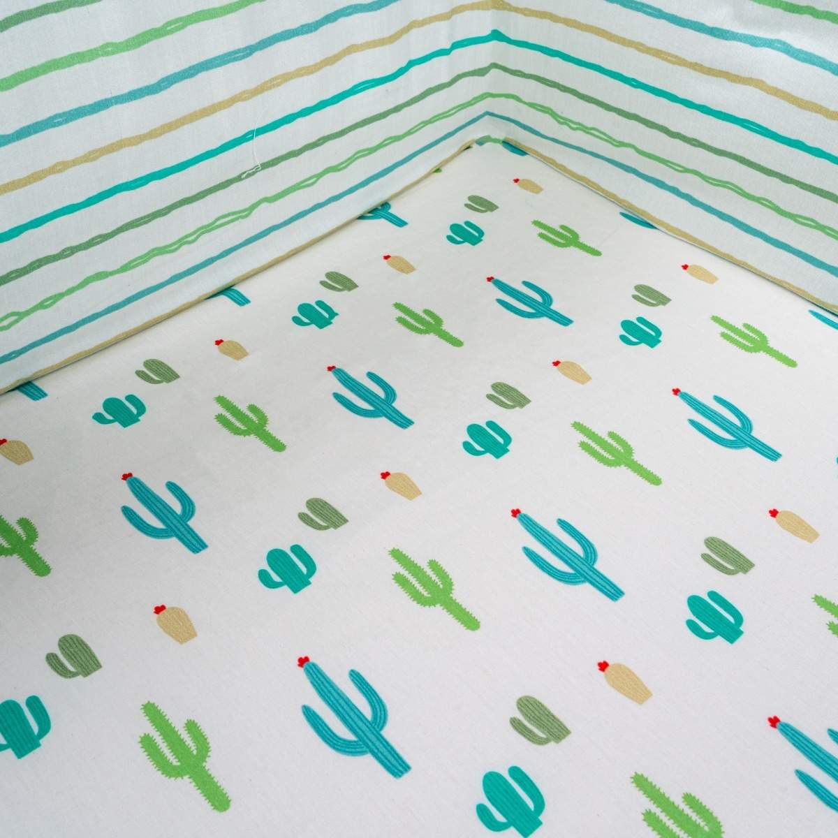 Organic Fitted Cot Sheet- Cactus