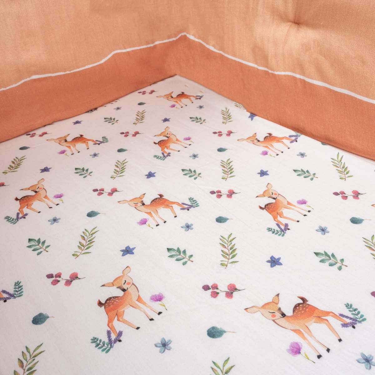 Organic Fitted Cot Sheet- Deer