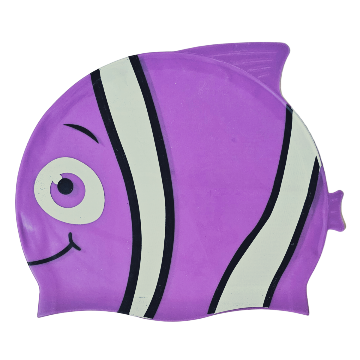 Fish Design Silicone Swimming Cap for Kids - Purple Mix