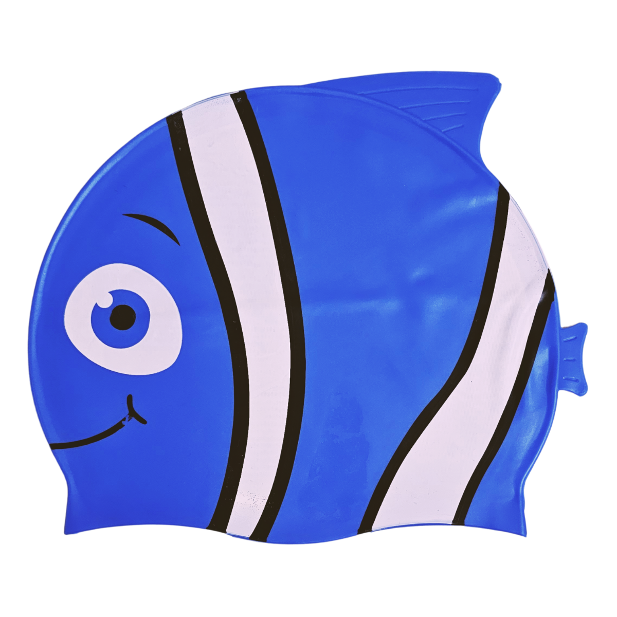 Fish Design Silicone Swimming Cap for Kids - Dark Blue Mix