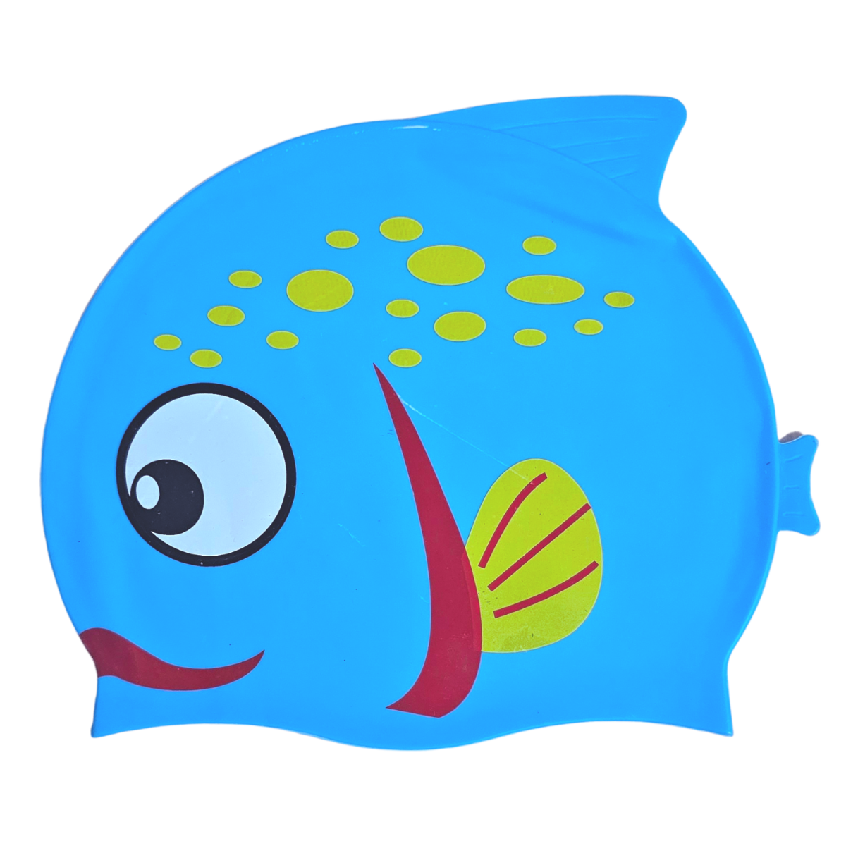 Fish Design Silicone Swimming Cap for Kids - Water Blue Mix