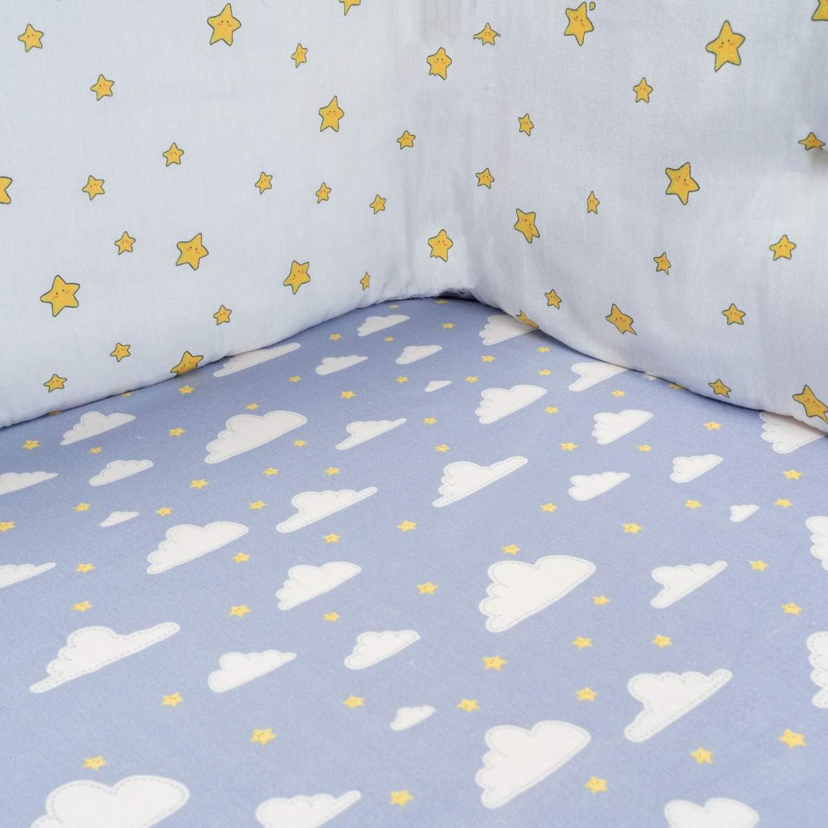 Organic Fitted Cot Sheet- Clouds