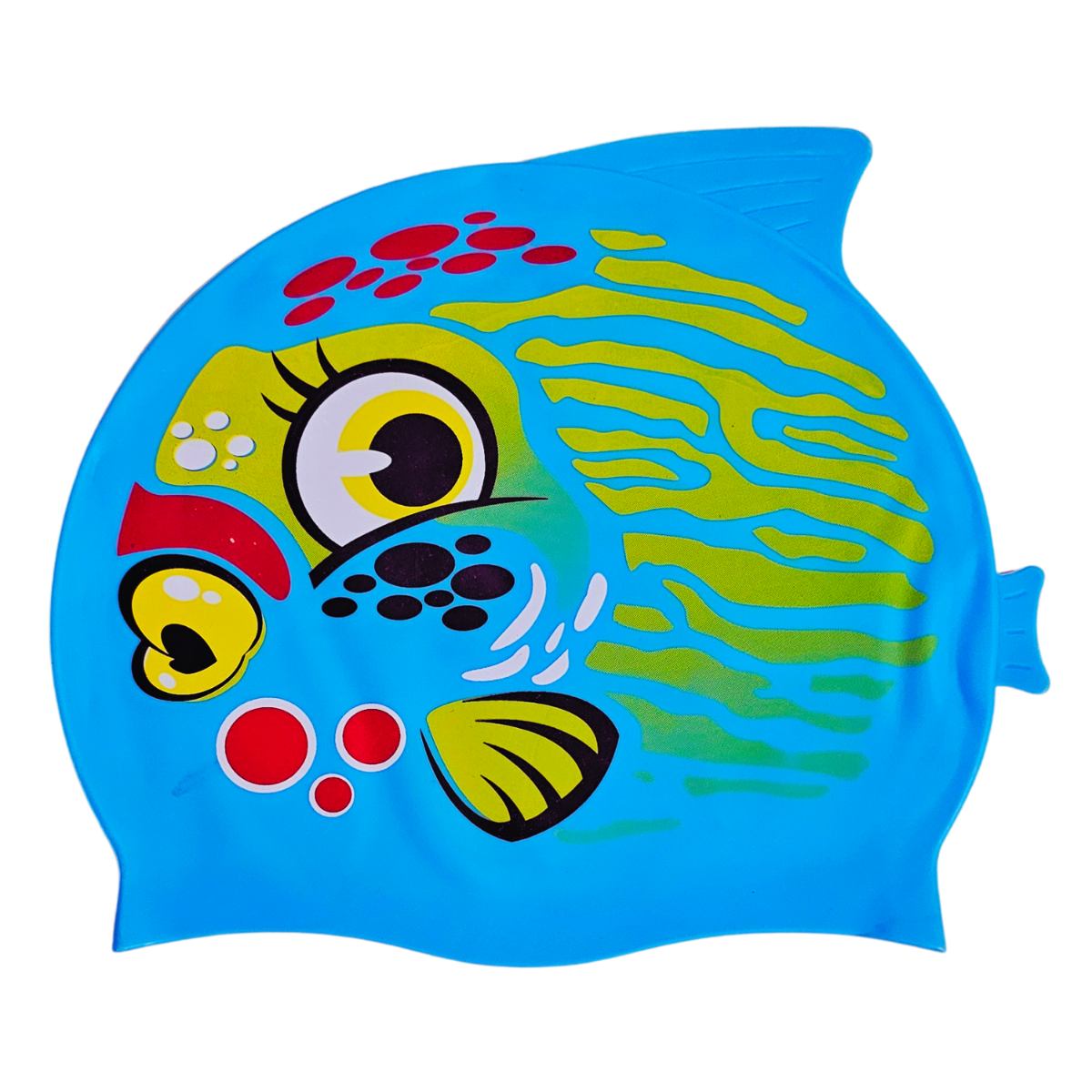 Fish Design Silicone Swimming Cap for Kids - Water Blue Mix2