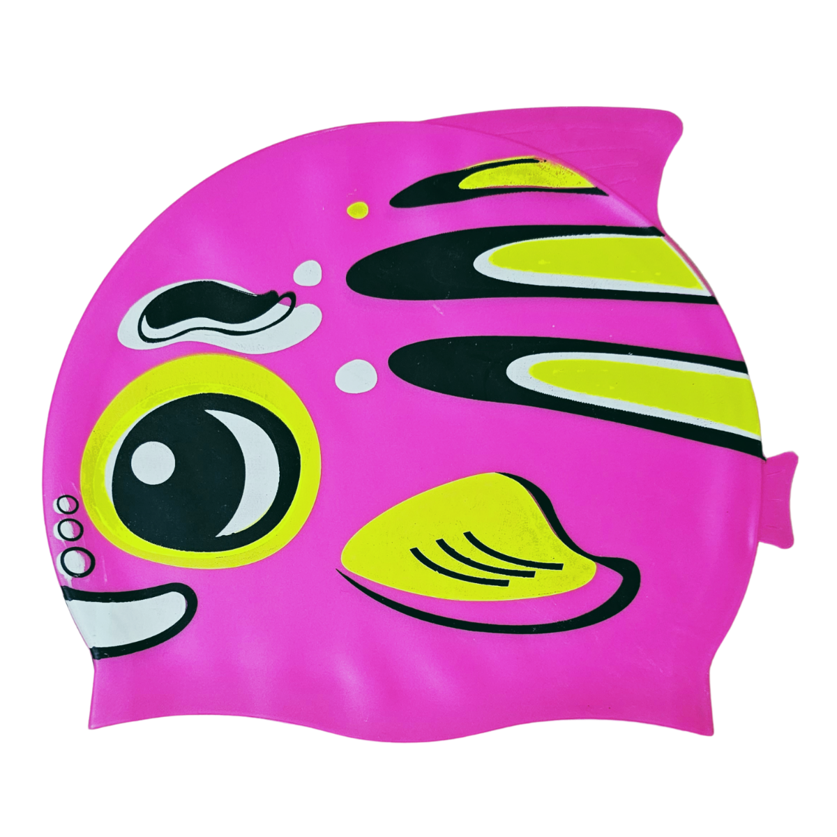 Fish Design Silicone Swimming Cap for Kids - Dark Pink Mix