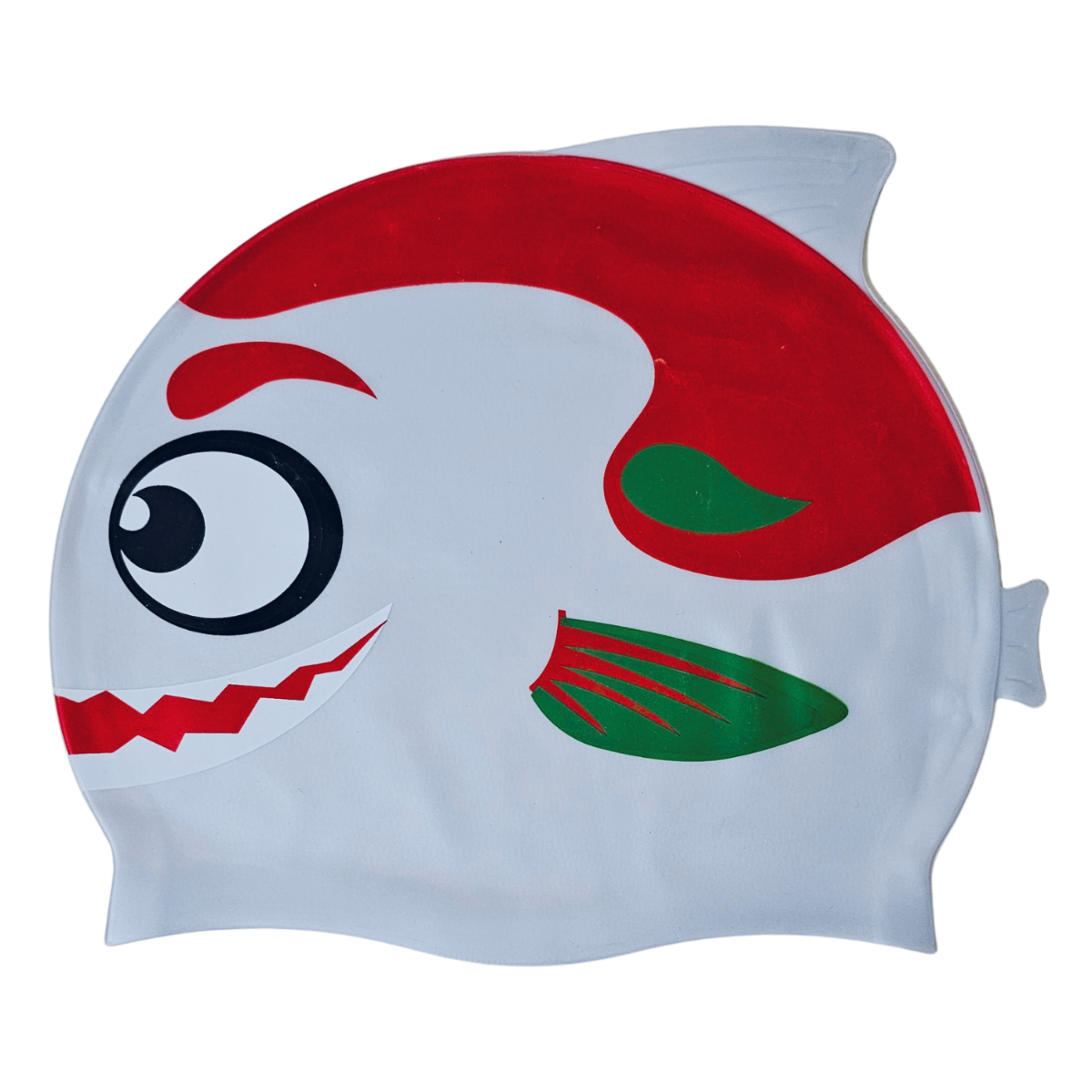 Fish Design Silicone Swimming Cap for Kids - Silver Mix
