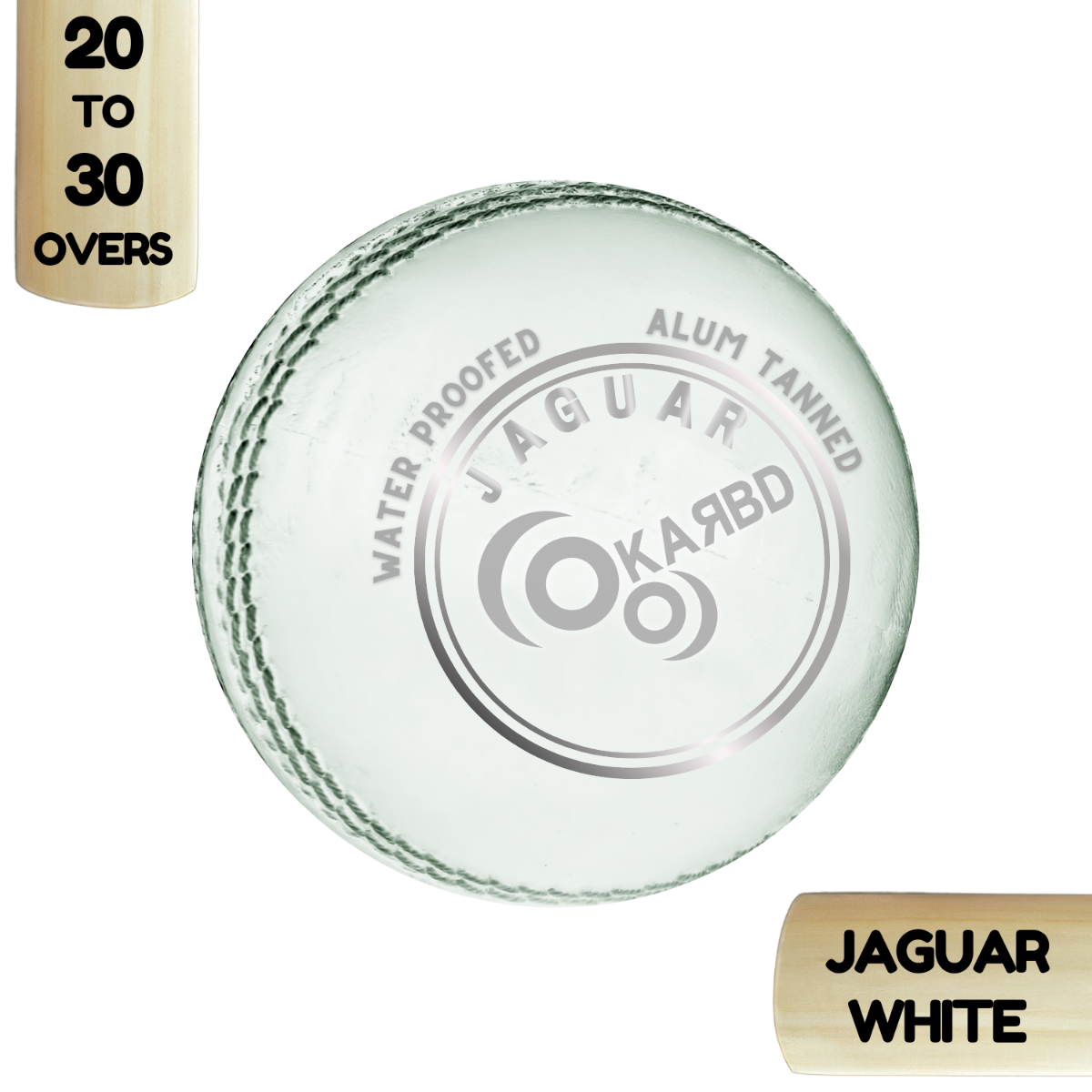 Cricket Leather Ball 4 Piece - 20 to 30 Overs, Jaguar White