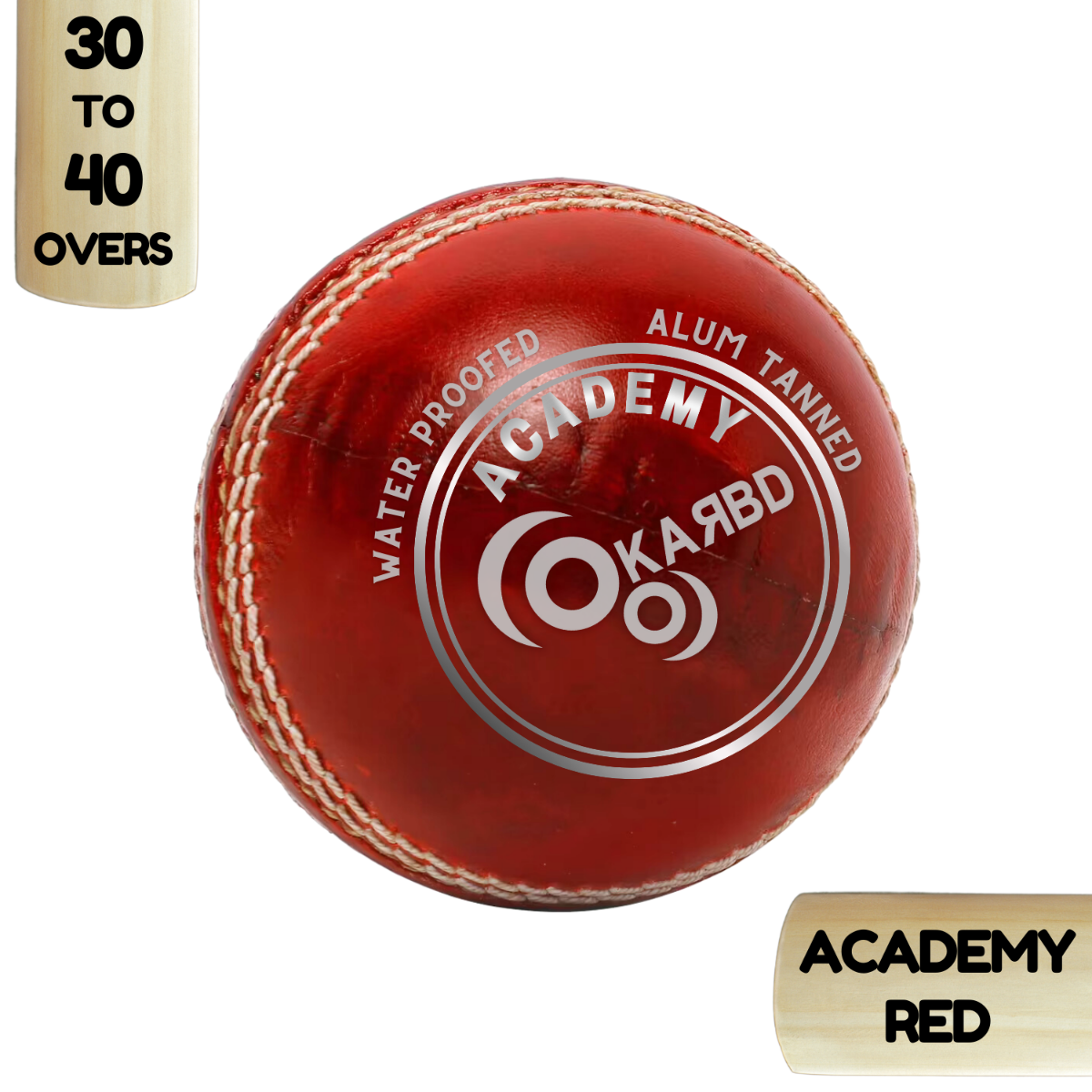 Cricket Leather Ball 4 Piece - 30 to 40 Overs, Academy Red