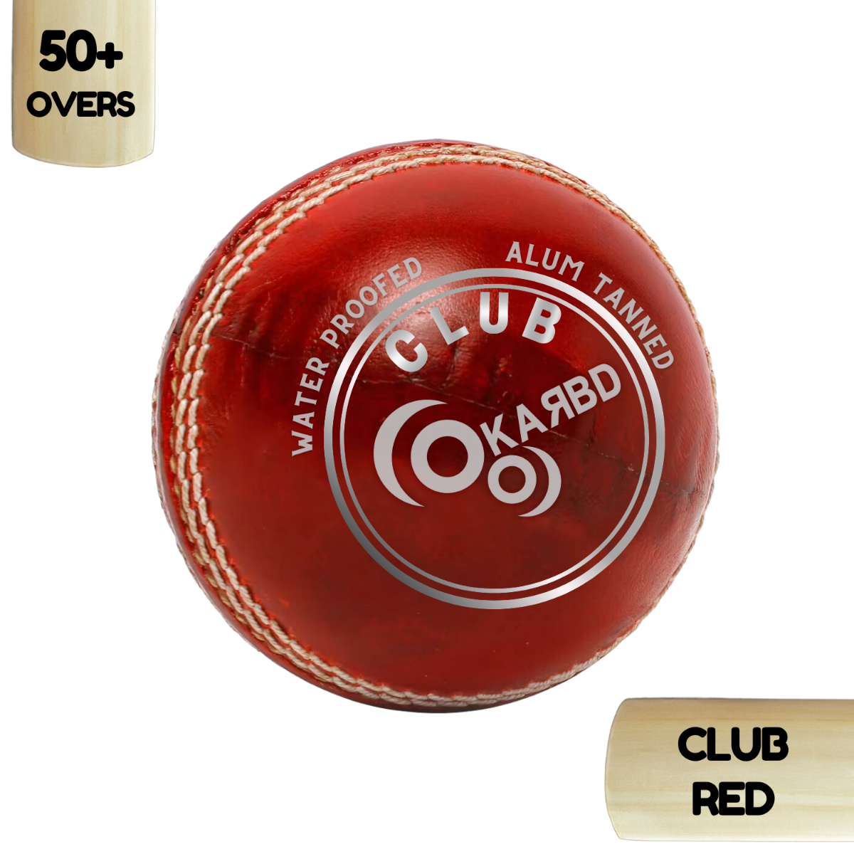 Cricket Leather Ball 4 Piece - 50+ Overs, Club Red