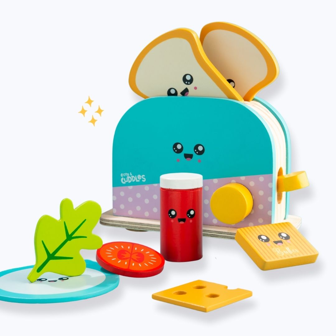 Cots and Cuddles Wooden Bread Toaster Toy for Kids
