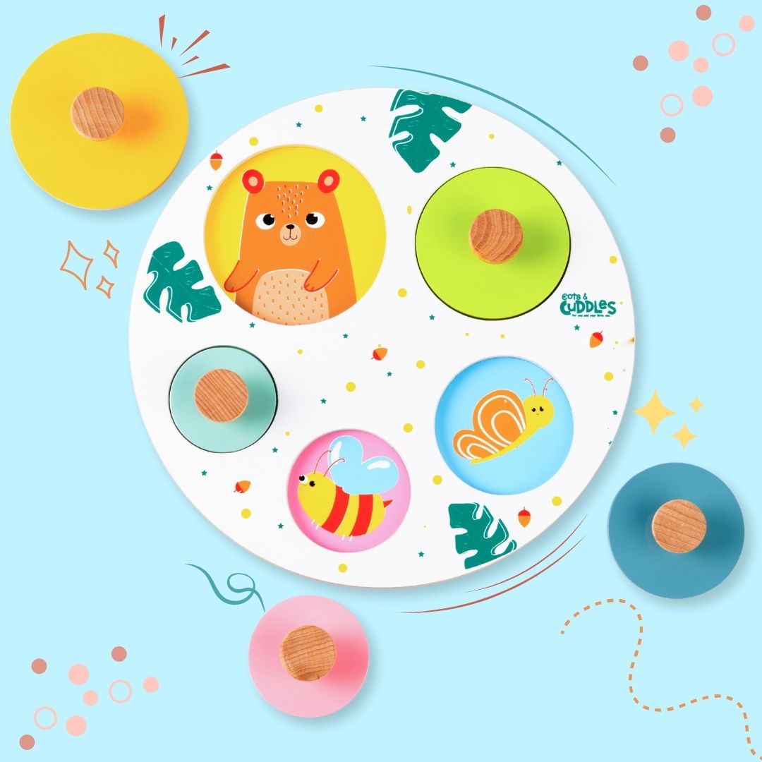 Cots and Cuddles Wooden Peekaboo Board Toy for Kids