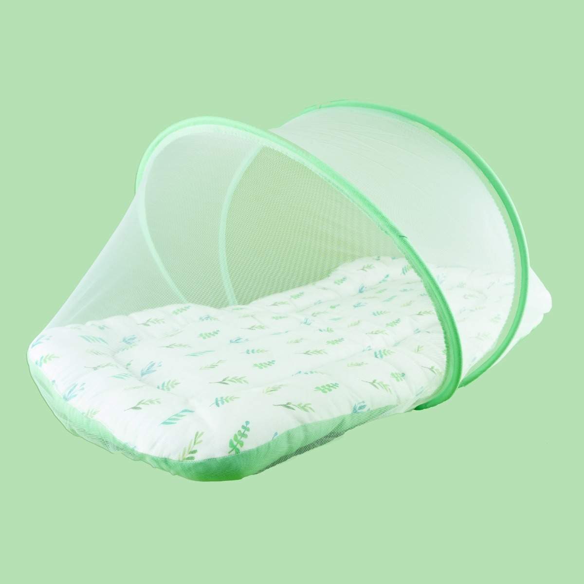 Organic Baby Mattress with Net- Leaves