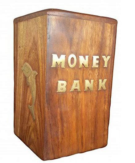Wooden Money Bank - Brown