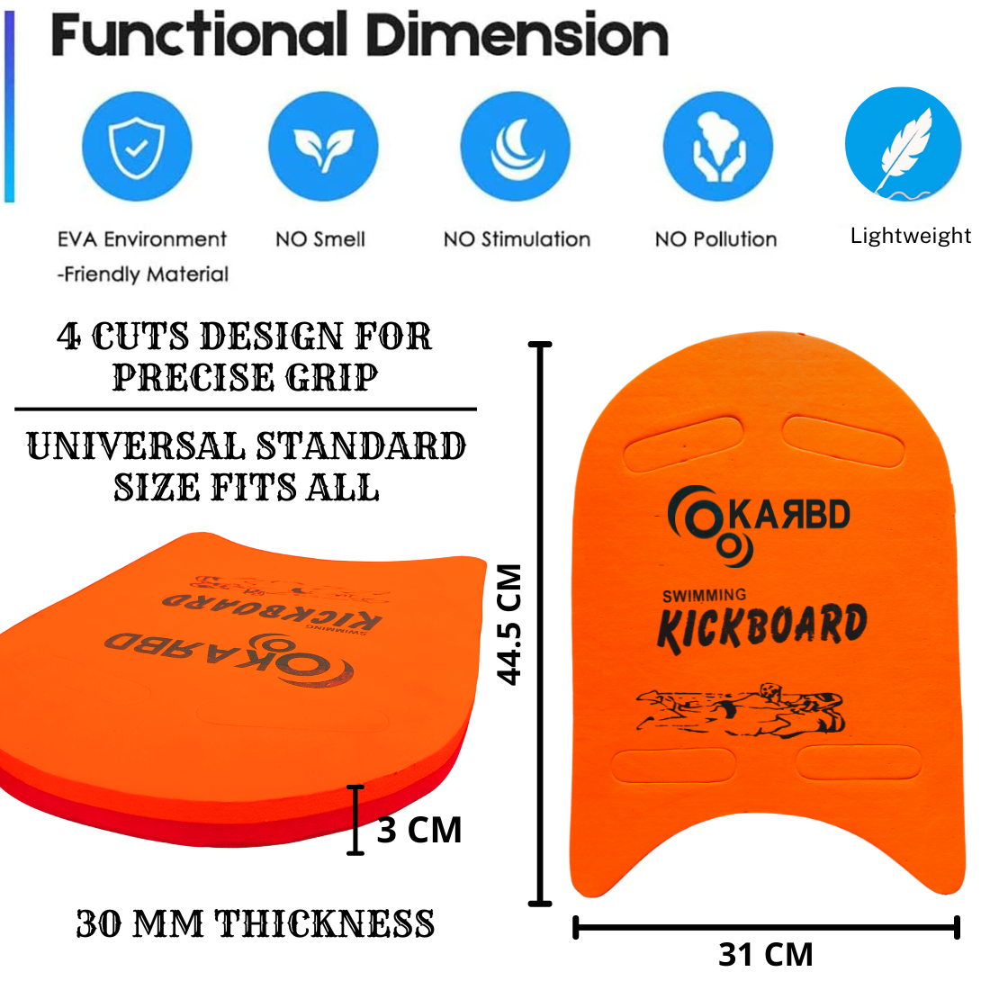4 Cut Swimming Kickboard Floating Board for Swimming Training Aid Exercise Equipment Pool Swim Safe Trainer Lessons Kickboards for Adults Children Kids with 4 Holes Dual Color Red Orange
