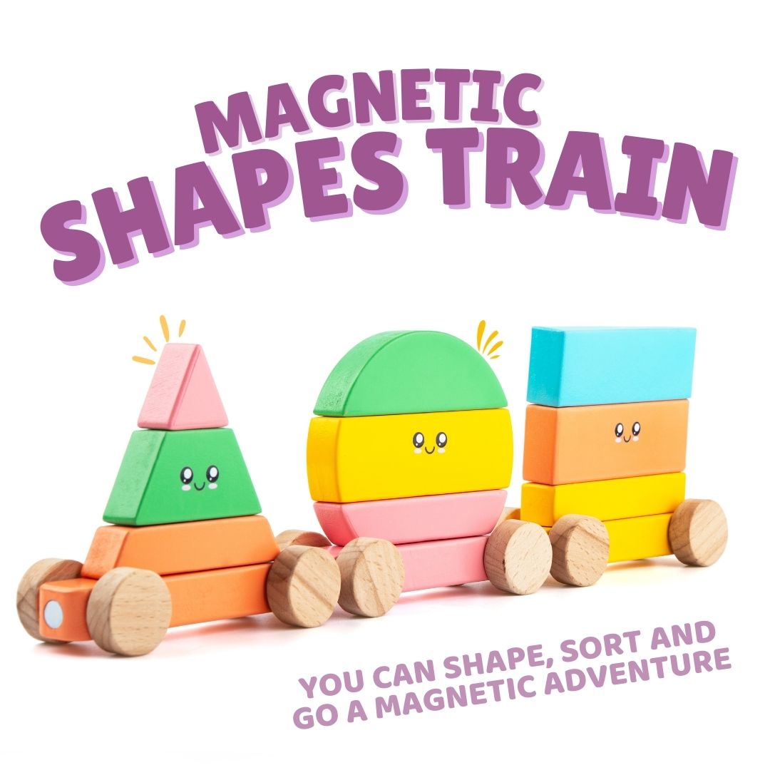 Cots and Cuddles Wooden Magnetic Shapes Train for Kids Age 3+