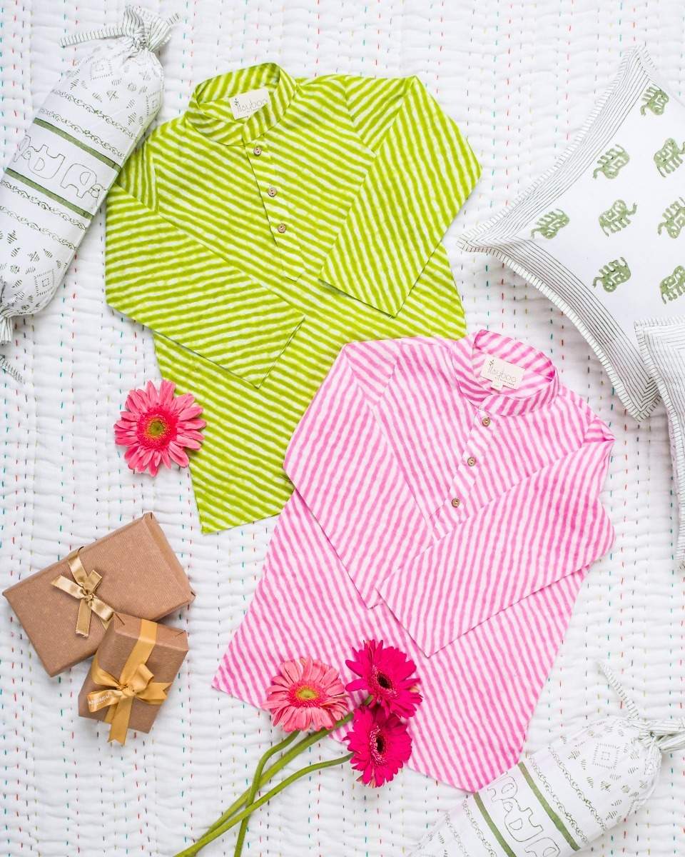 PINK LEHRIYA KURTA PYJAMA