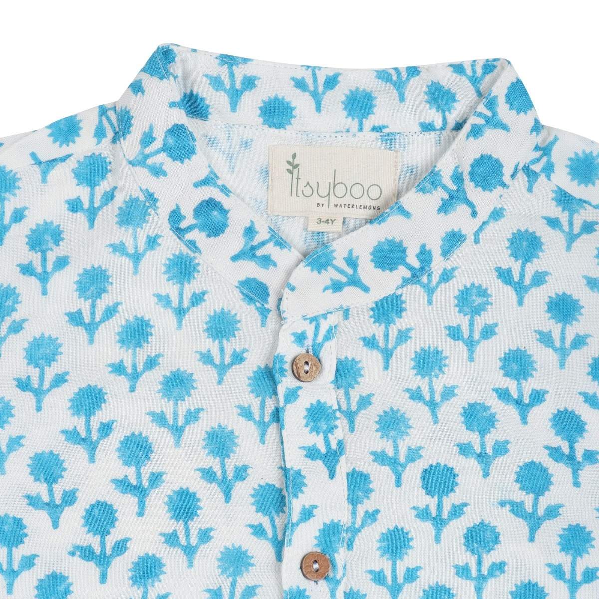 LIGHT BLUE FLOWER- KURTA PAJAMA SET