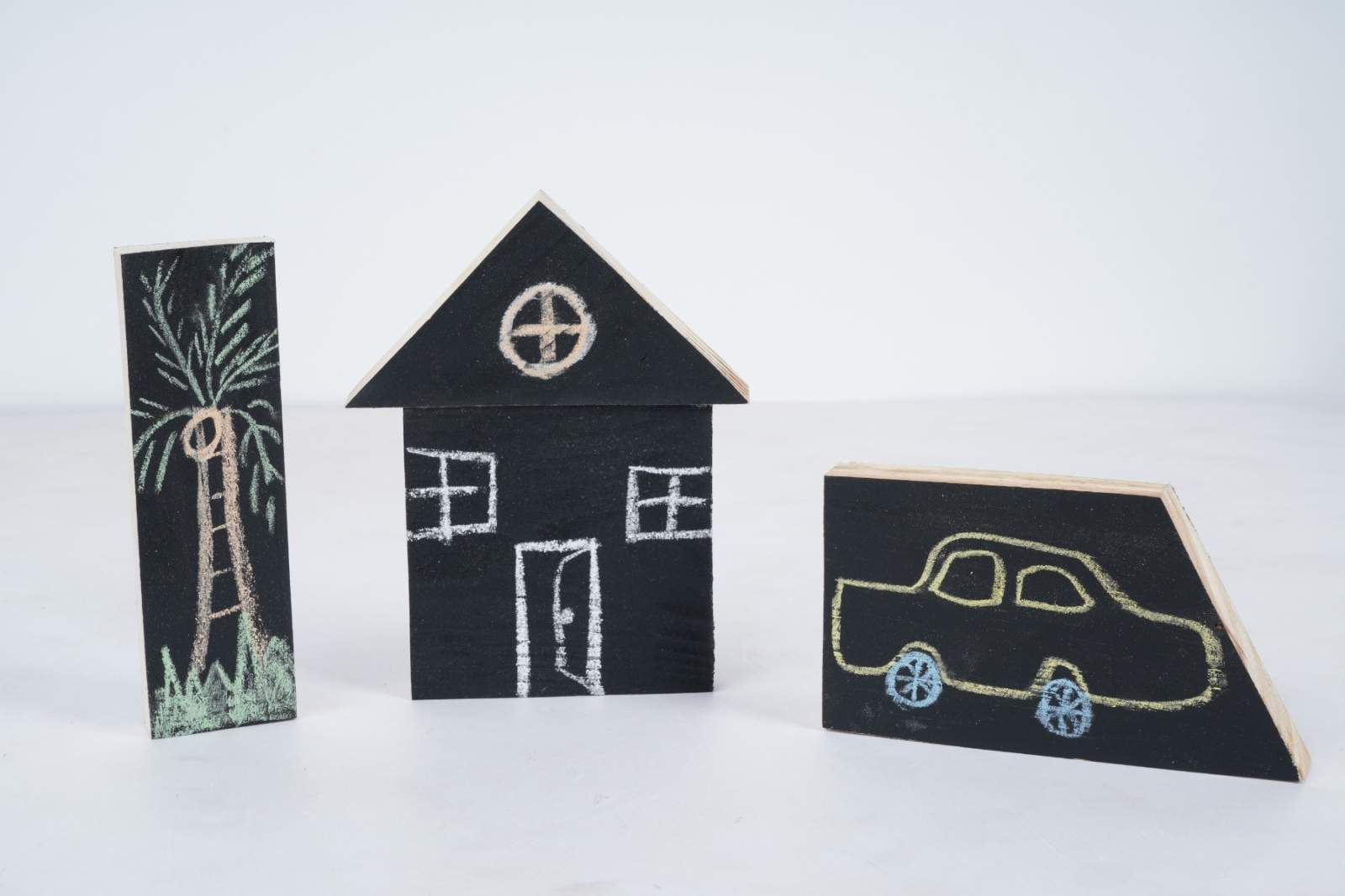 Wooden Chalk Board Block Shapes