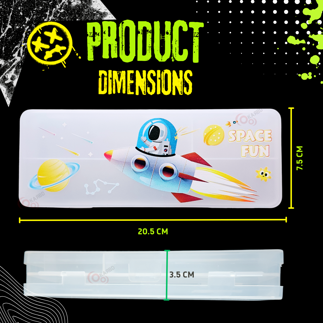 Translucent Double Sided Plastic Geometry Pencil Box - Space Fun Design